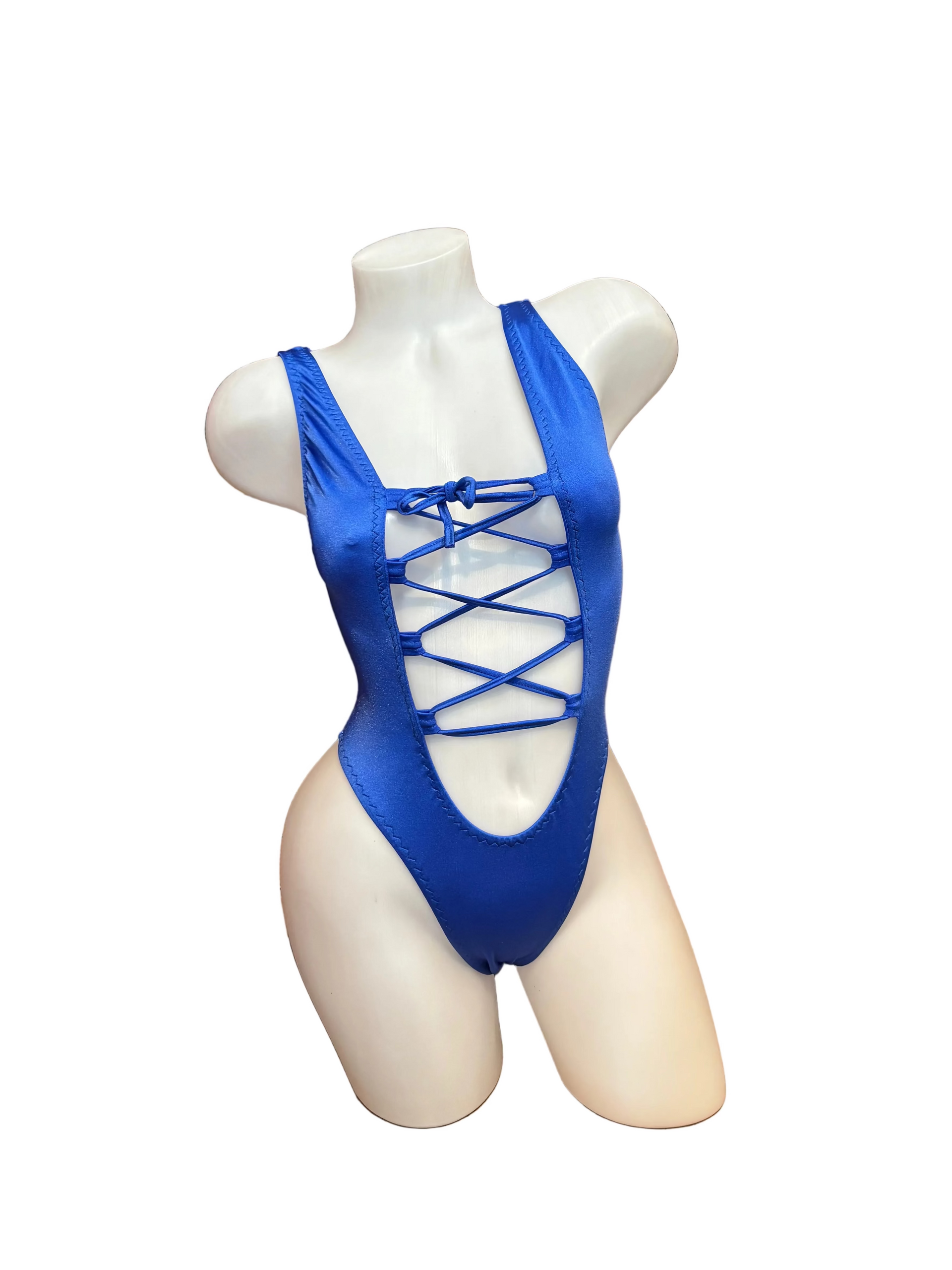 Lace Up Bodysuit Royal Blue - Model Express Vancouver
