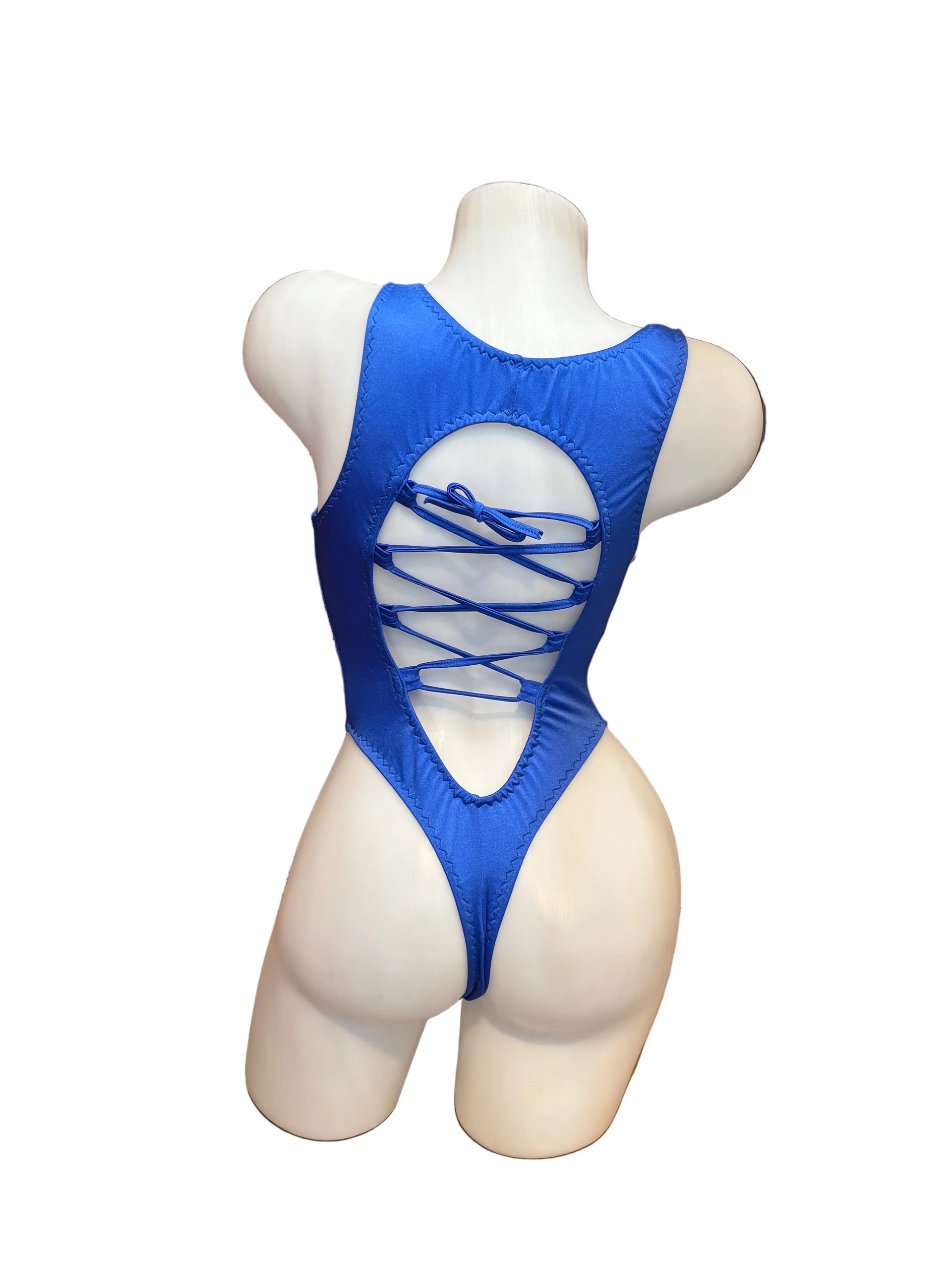 Lace Up Bodysuit Royal Blue - Model Express Vancouver