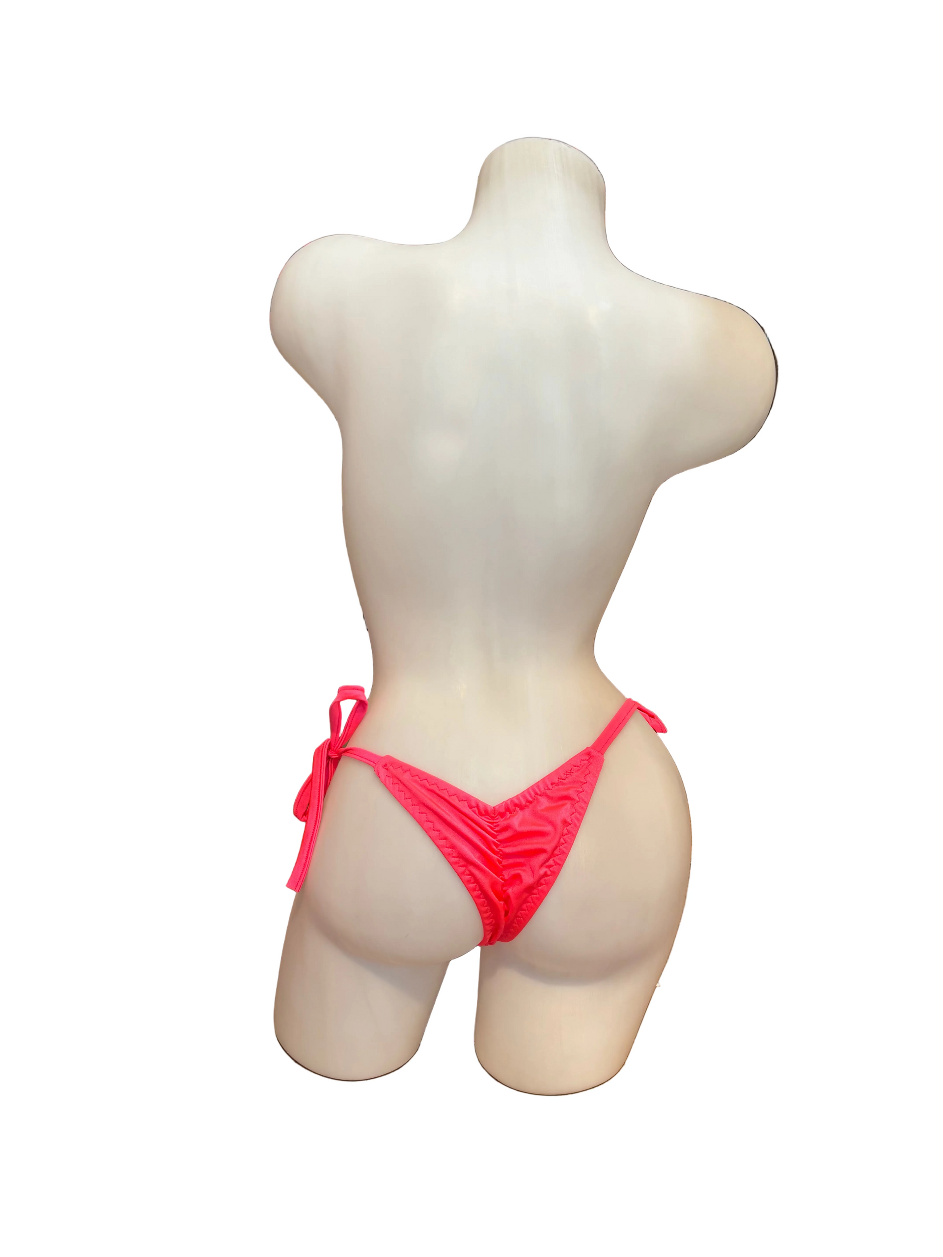 Scrunch Back Tie Sides Thong Coral - Model Express Vancouver