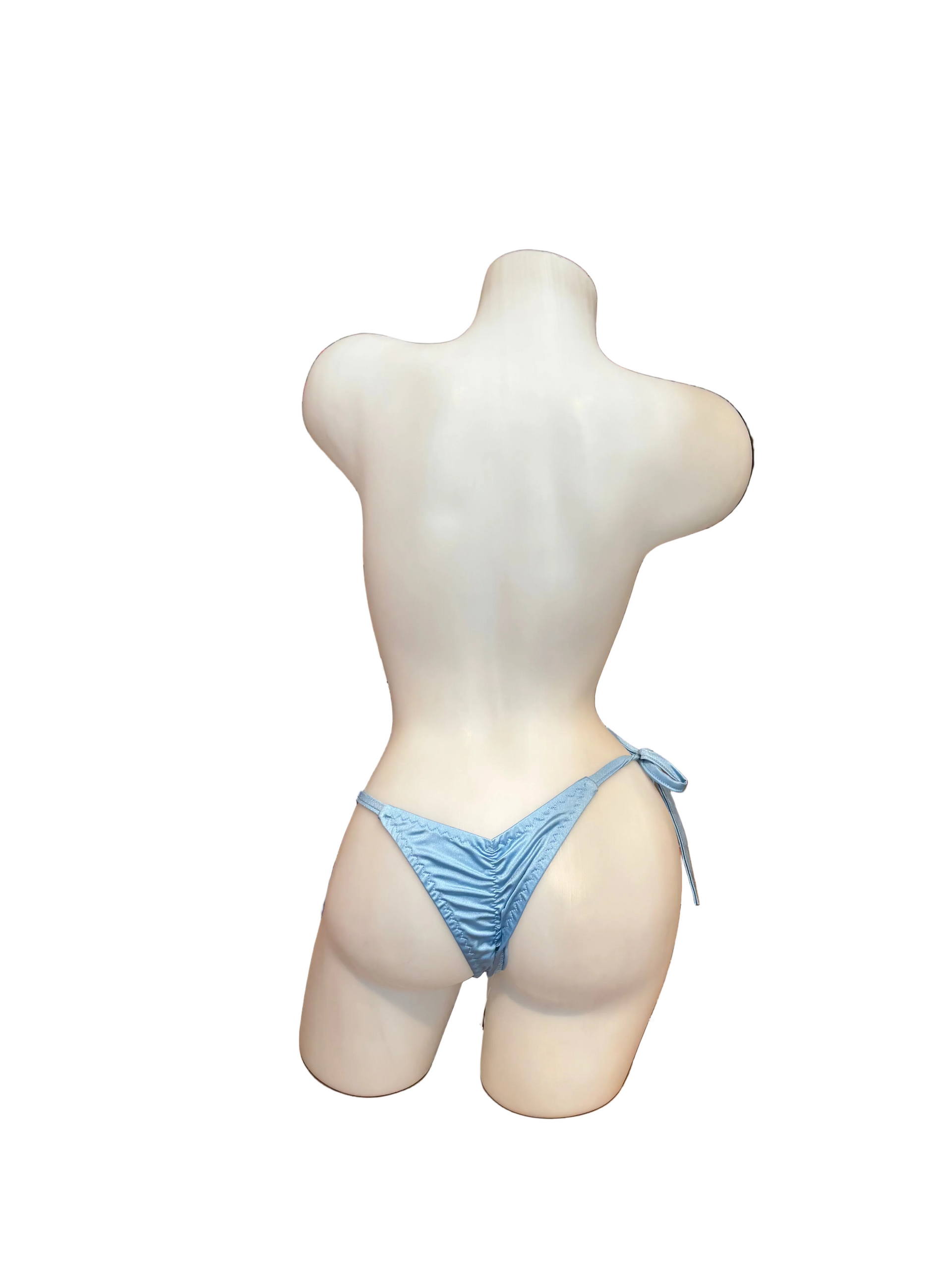 Scrunch Back Tie Sides Thong Baby Blue - Model Express Vancouver