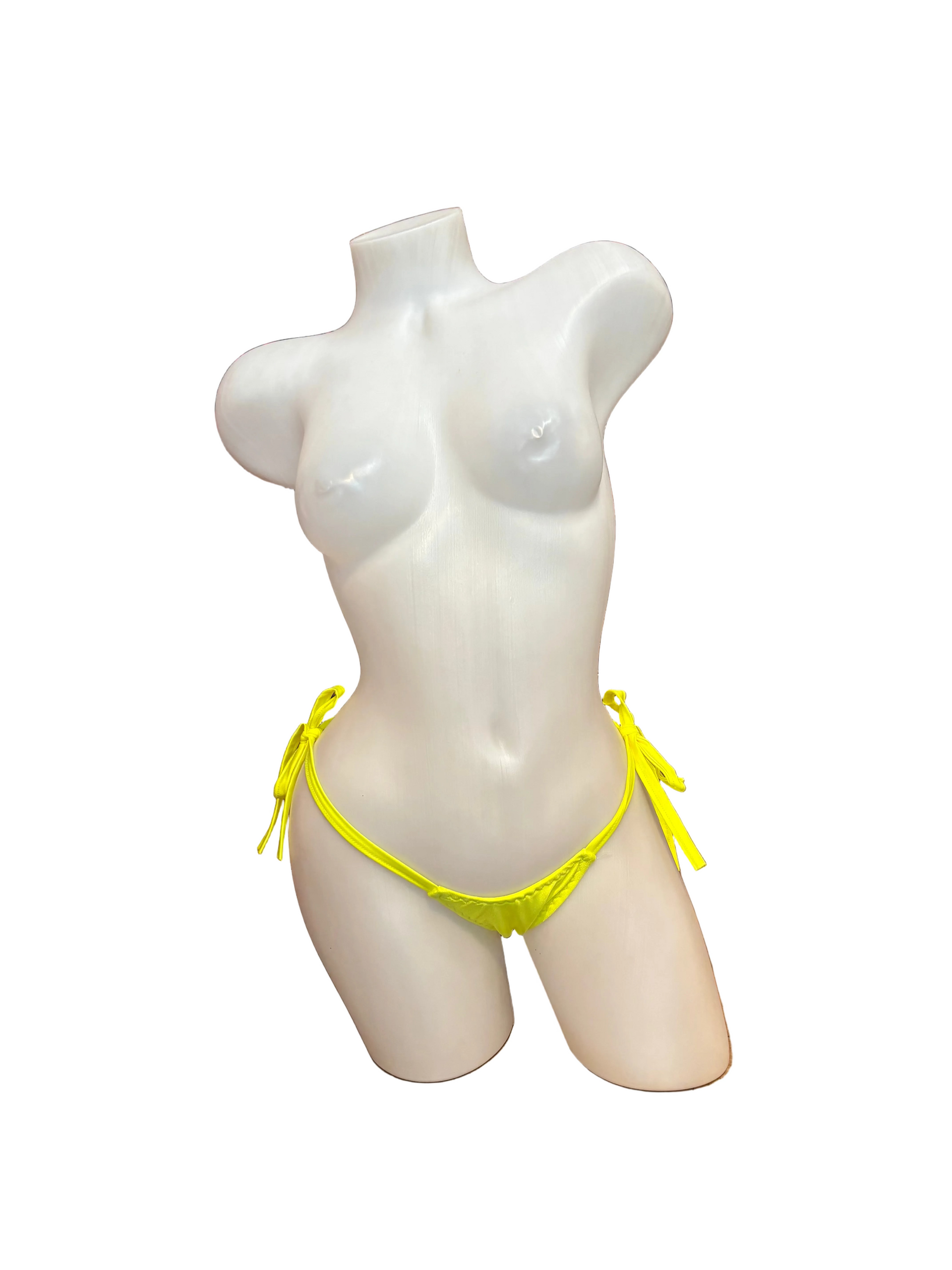 Side Tie Y-Back G-String Neon Yellow - Model Express Vancouver