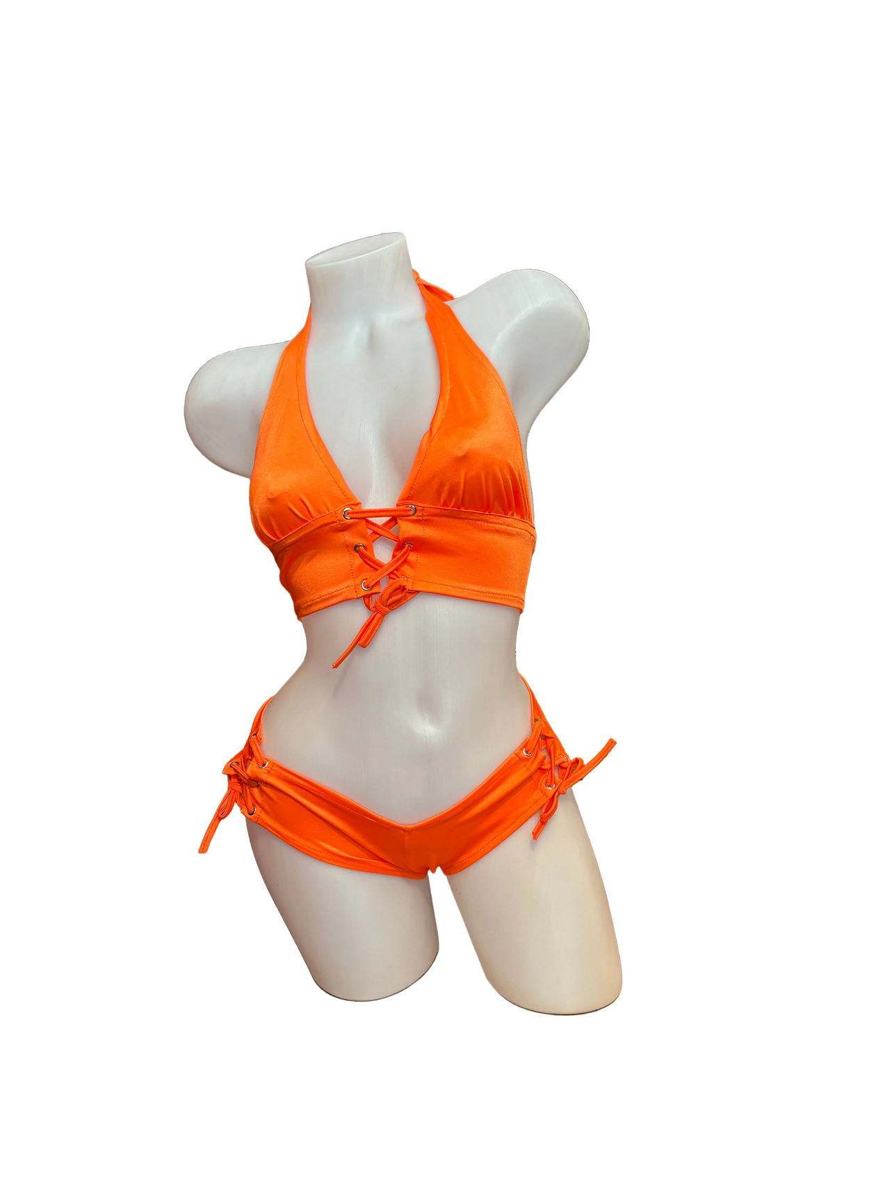 Lace Up Halter Top and Short Set Orange - Model Express Vancouver