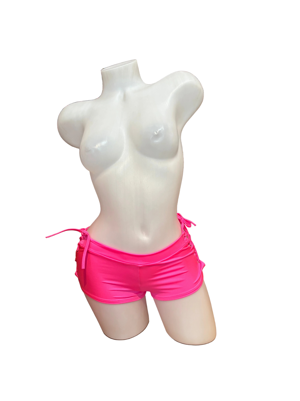 Lace Up Side Booty Shorts Neon Pink - Model Express Vancouver