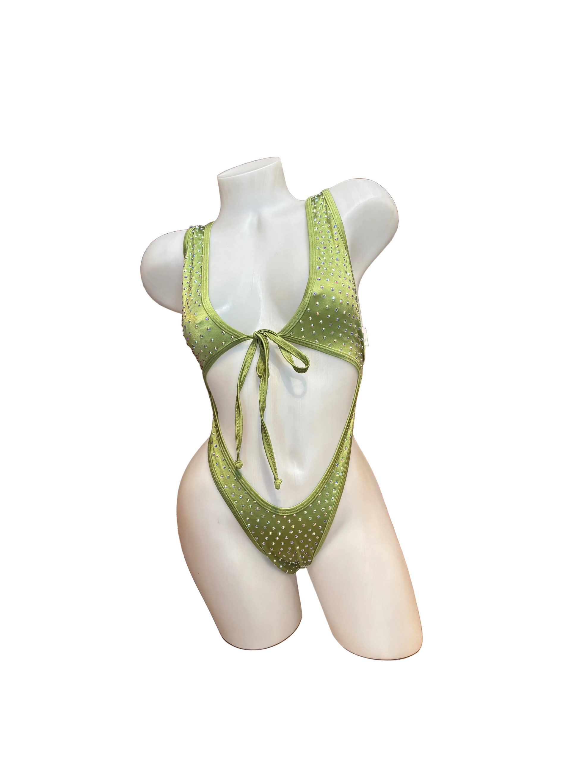 Rhinestone Front Tie One Piece Dirty Martini - Model Express Vancouver