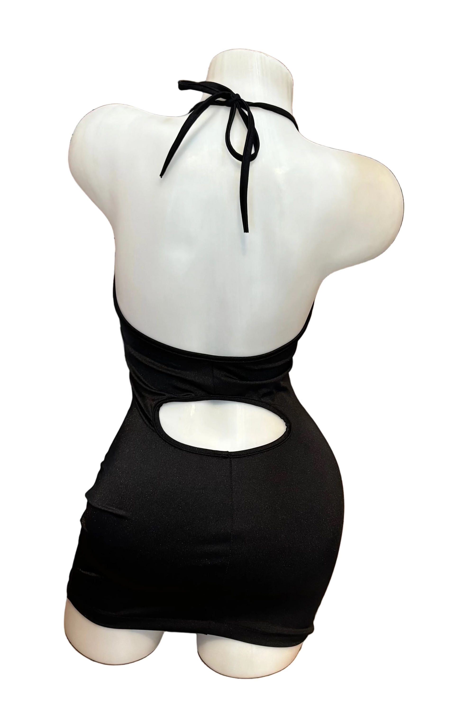 Multi Cut Out Halter Dress Black - Model Express Vancouver