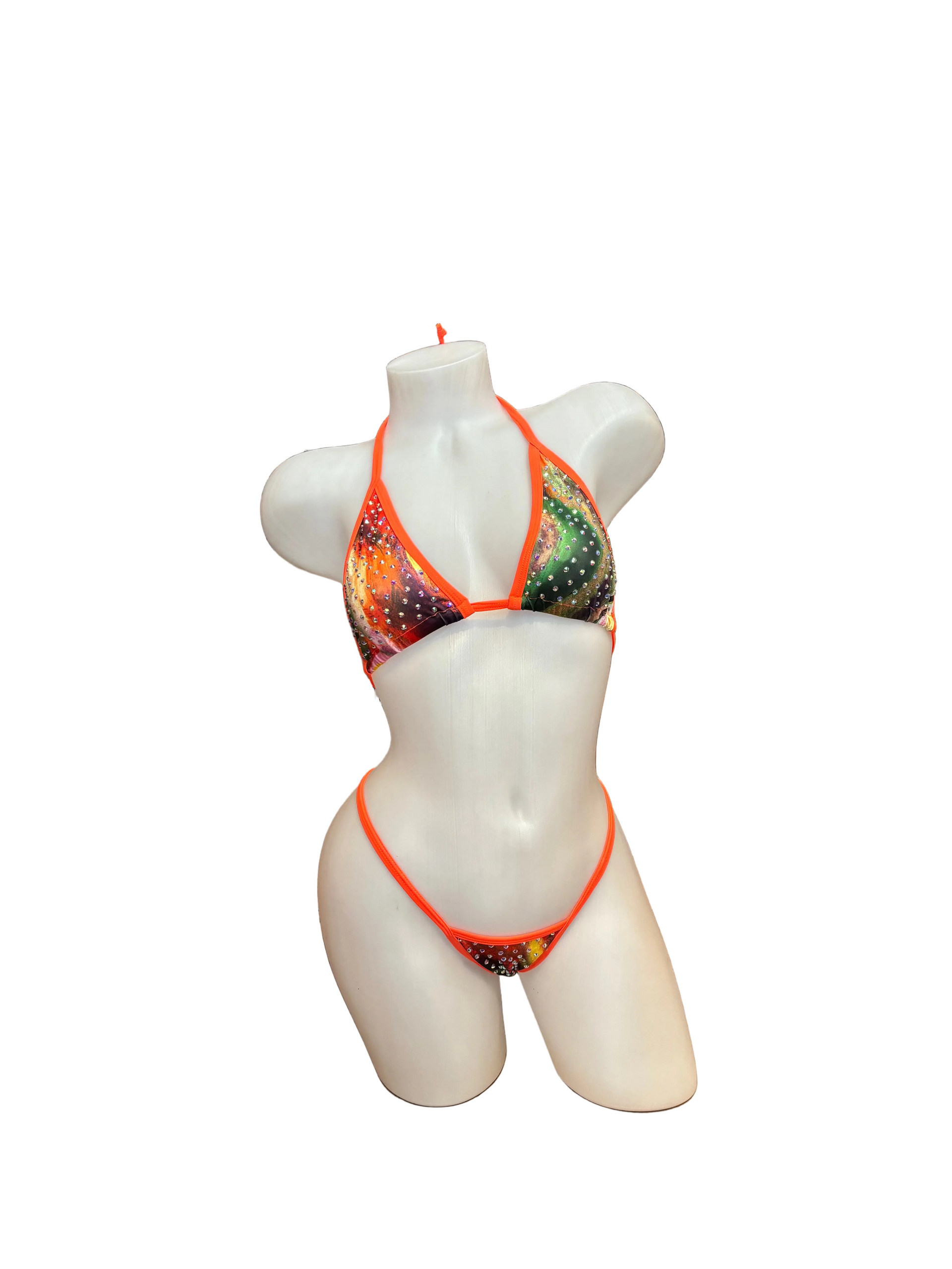 Rhinestone Bikini Orange Peacock - Model Express Vancouver