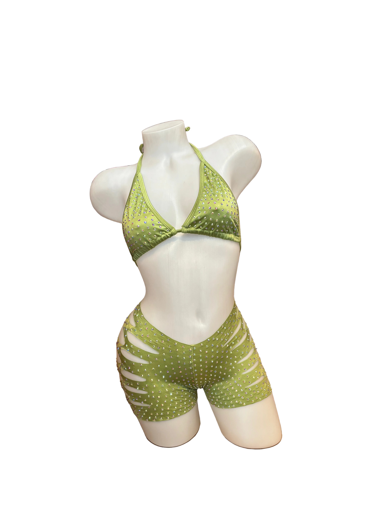 Rhinestone Triangle Top and Cut Out Short Set Dirty Martini - Model Express Vancouver