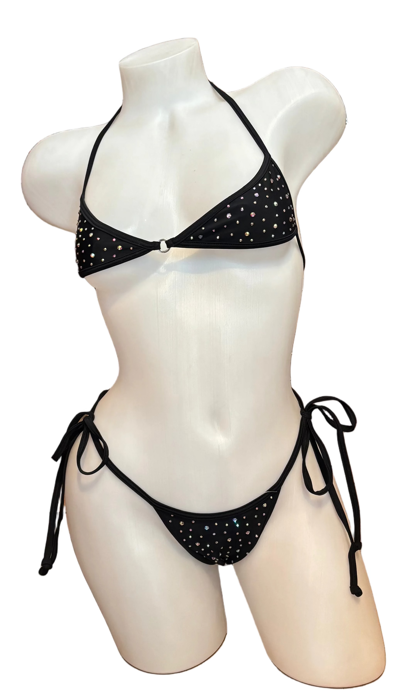 Crystal Skinny Top and Tie Bottoms Black