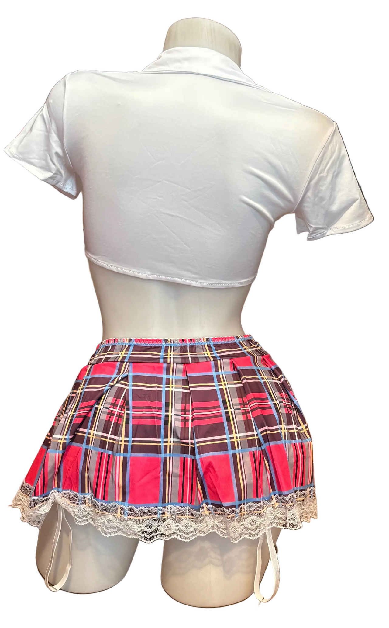 School Girl Set with Garter Straps Pink