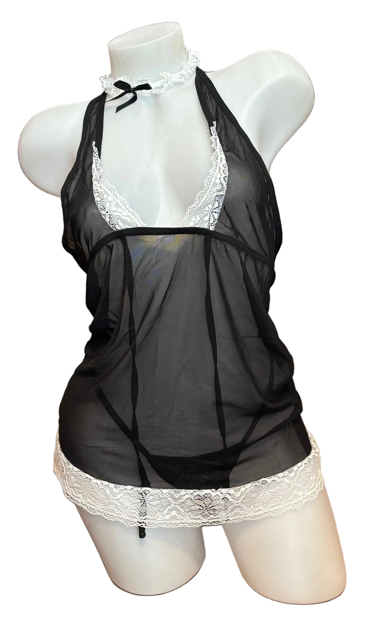 French Maid Dress, Choker and Arm Cuffs