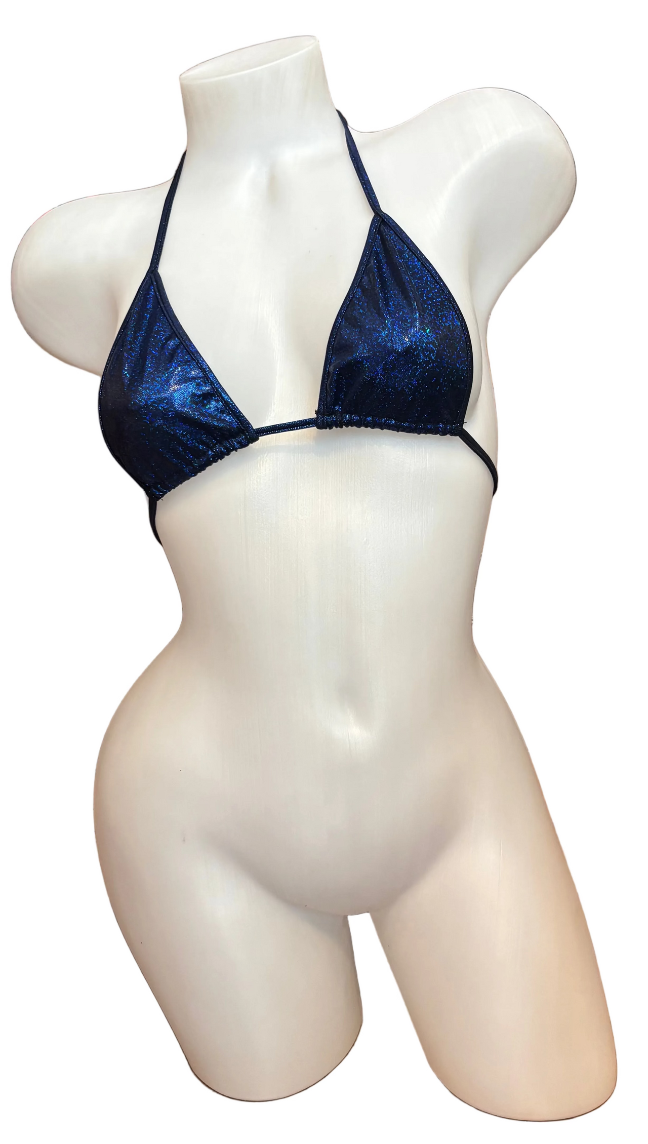 Glitter Skinny Bikini Top Royal Blue