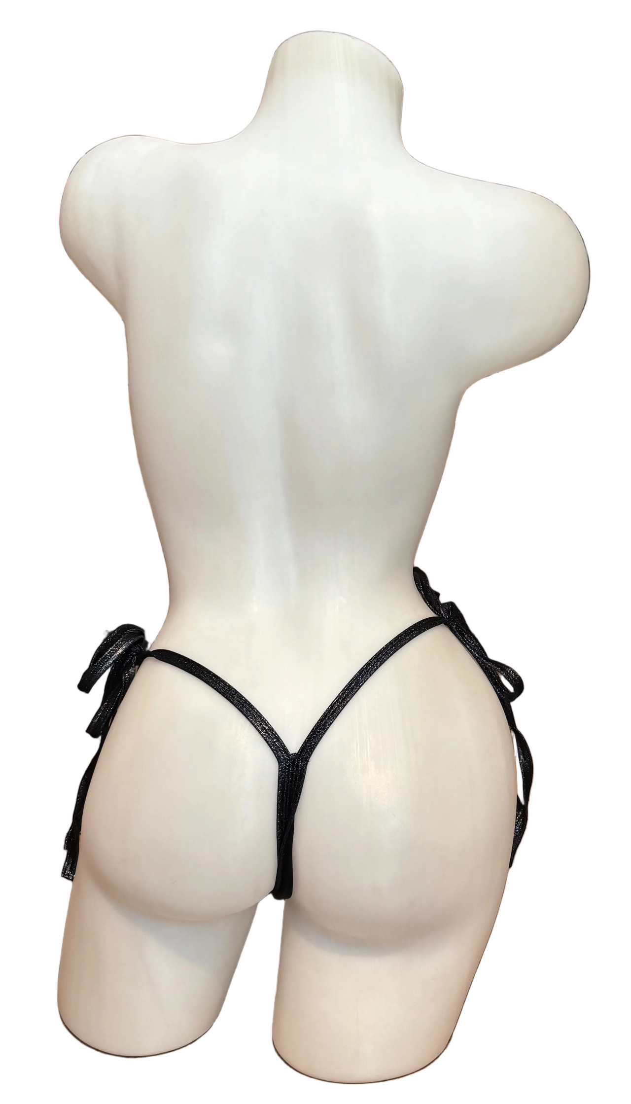 Glitter Side Tie Thong Black