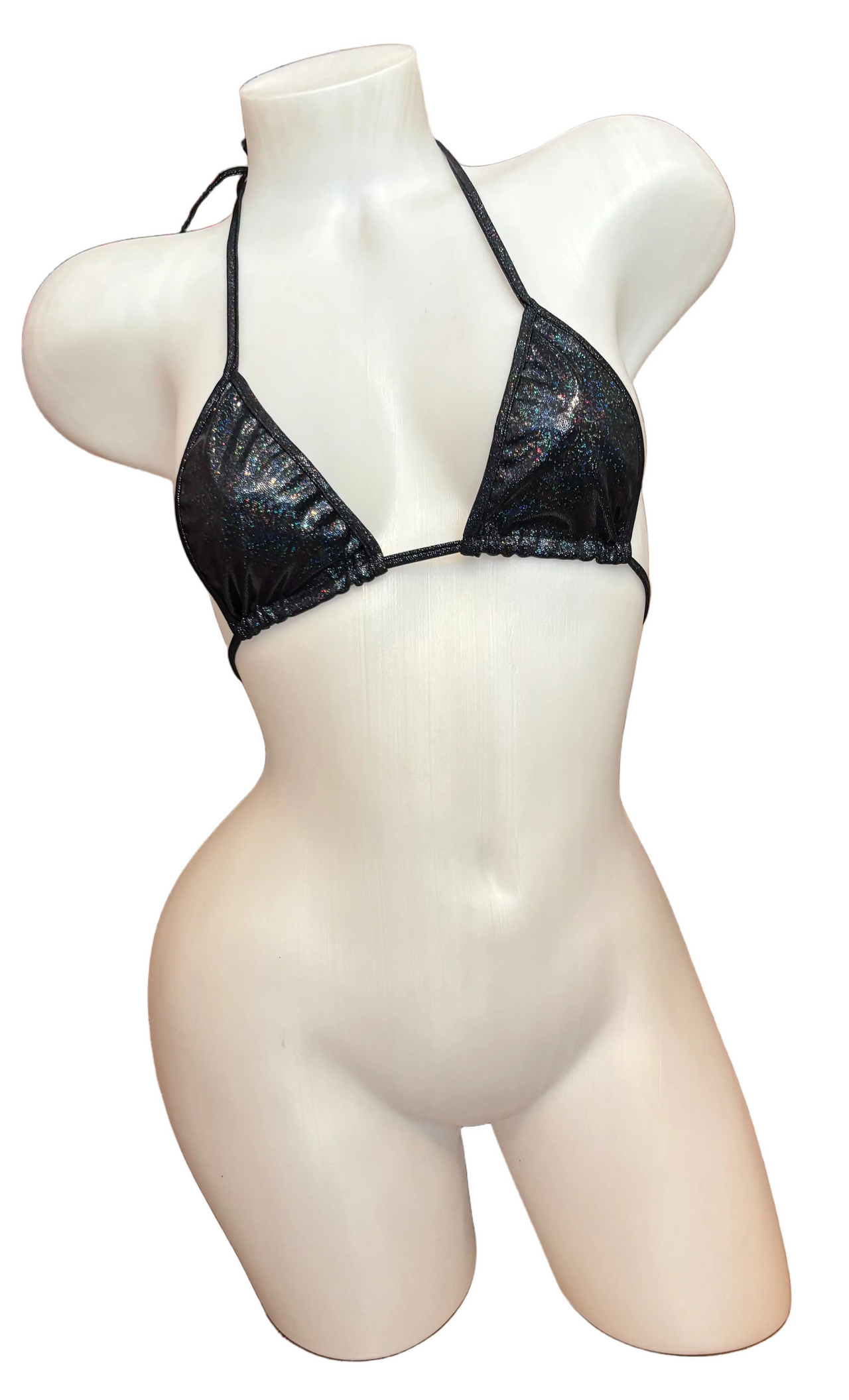 Glitter Skinny Bikini Top Black