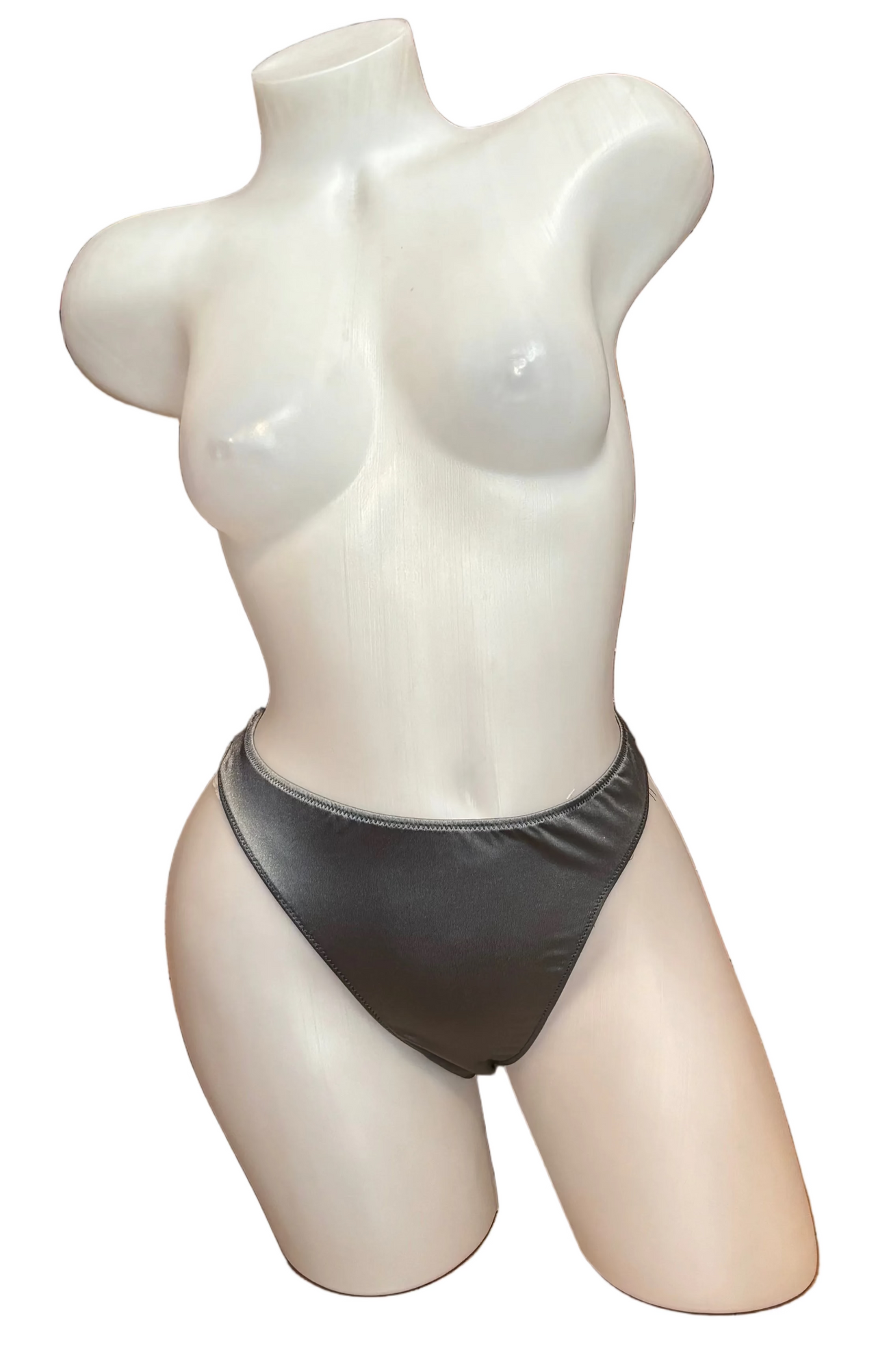 Glossy T-Back Thong No Clip - Charcoal
