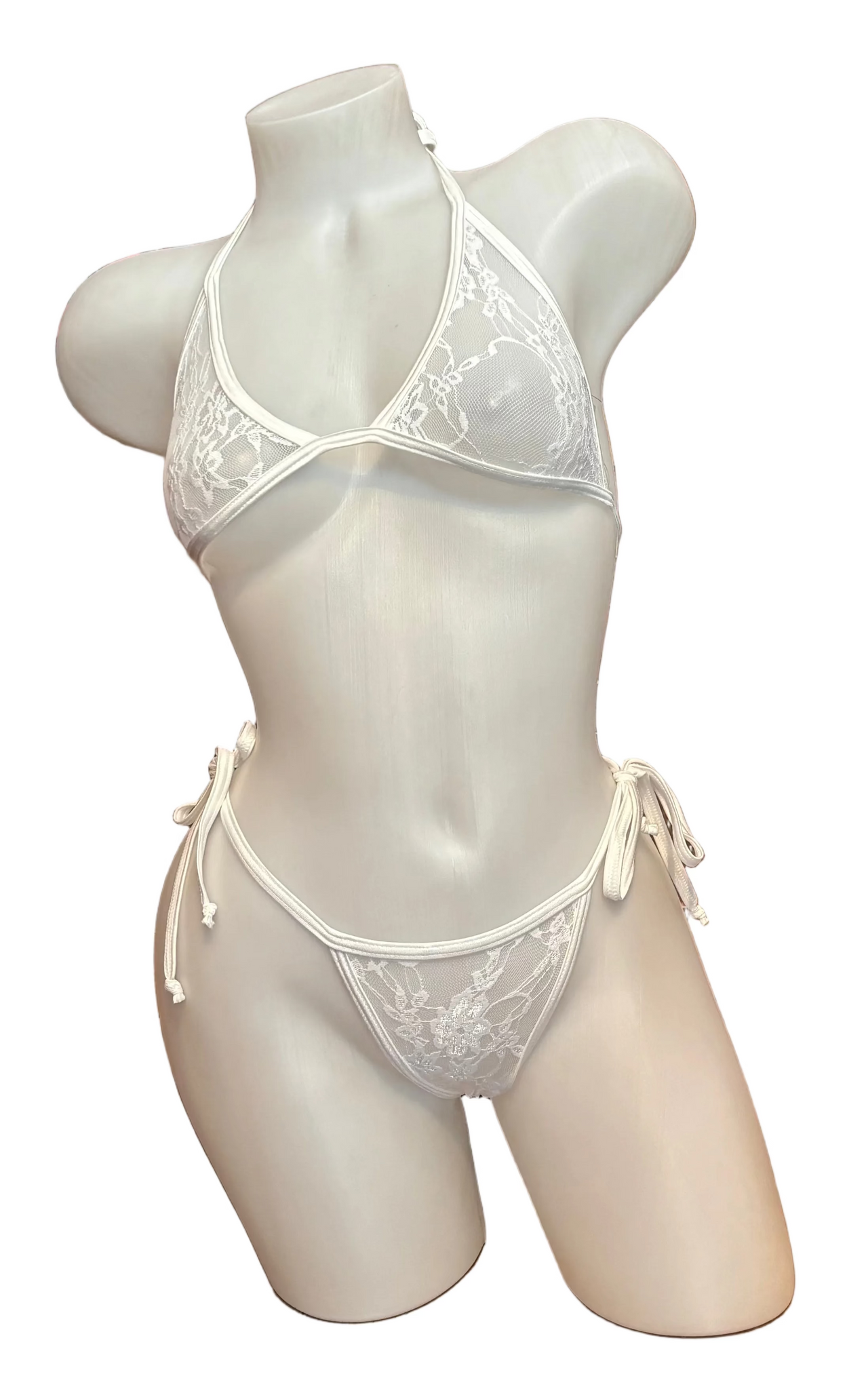 Stretch Lace Bikini Set - White