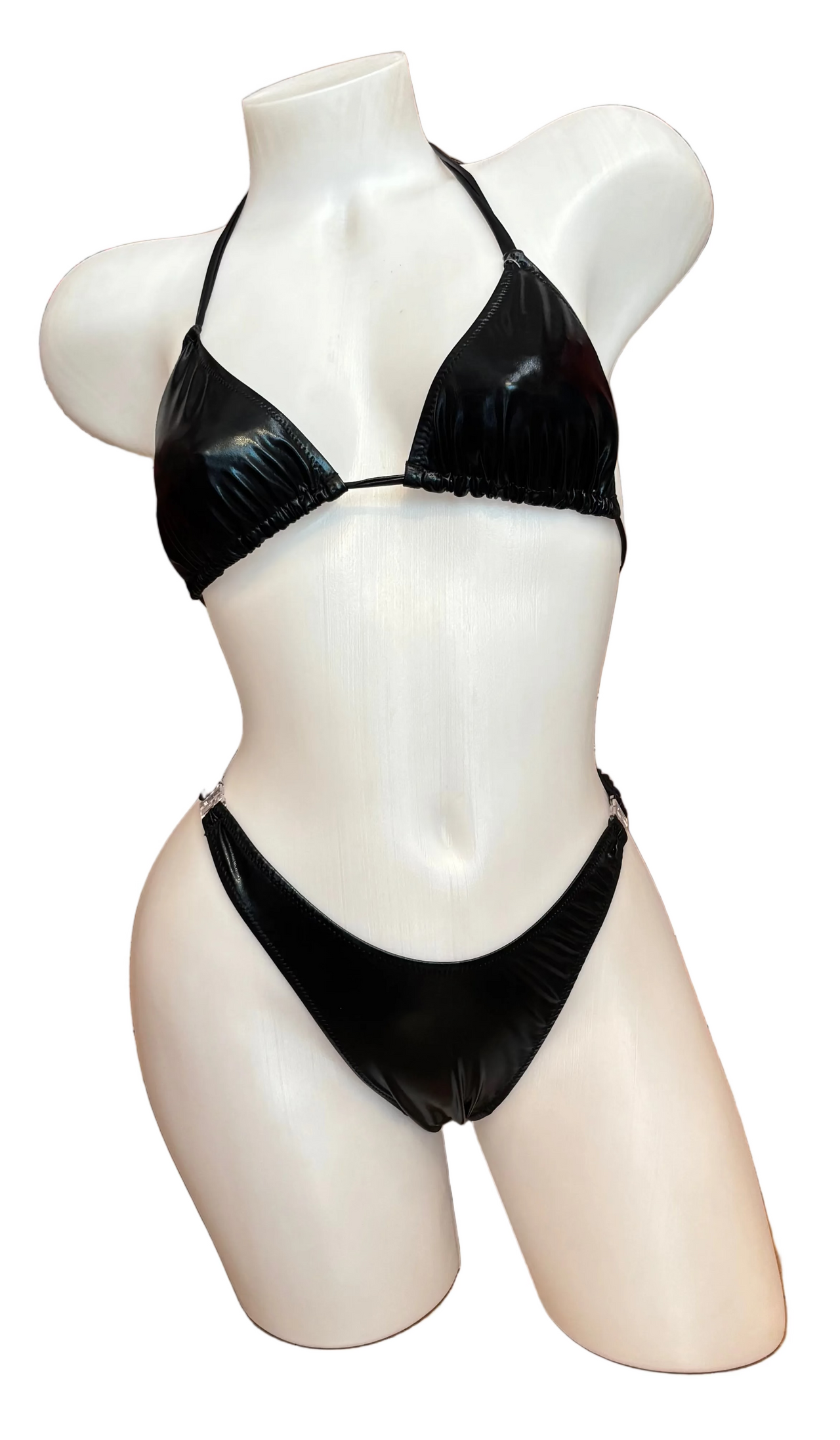 Metallic Thong Back Set - Black