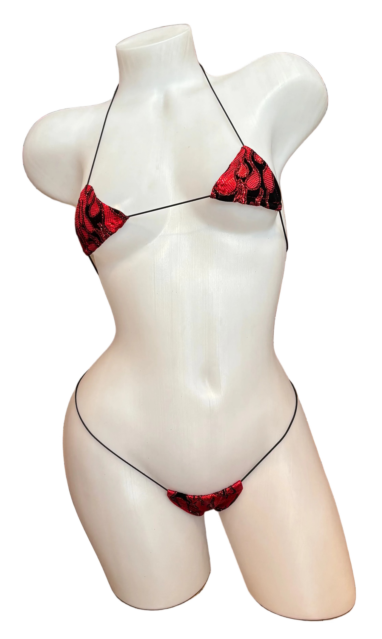 Micro Nudie Bikini Red Flames