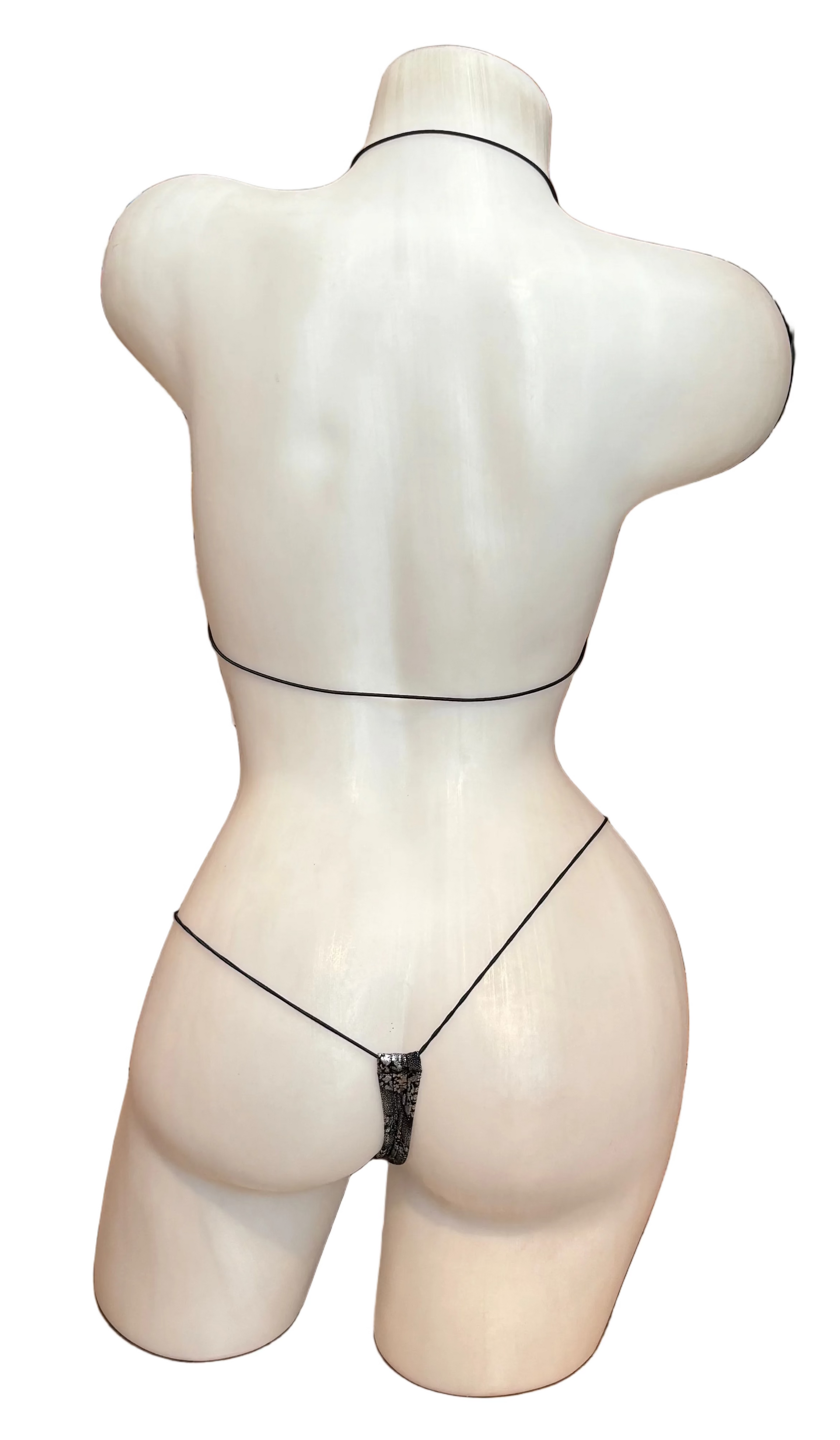 Silver foil micro Nudie bikini by BL featuring a sleek, minimal design with thin straps and metallic finish.