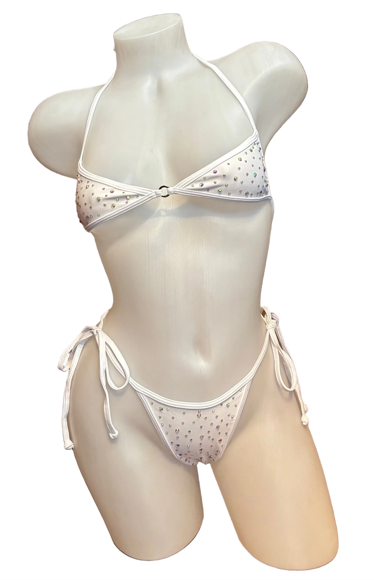 Crystal Skinny Top and Tie Bottoms White