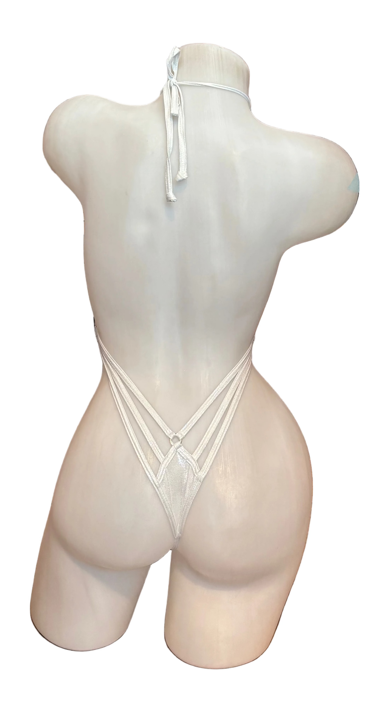 Triple Strapy Criss Cross Bodysuit - White Metallic