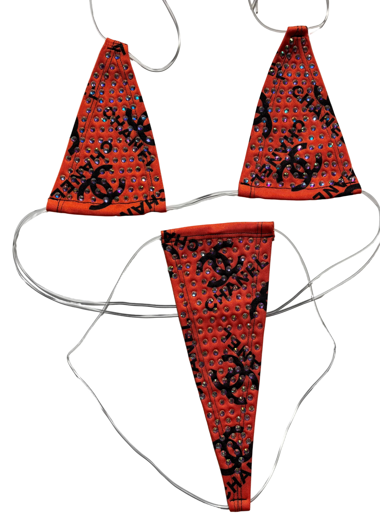Rhinestone Micro Bikini - Orange Design