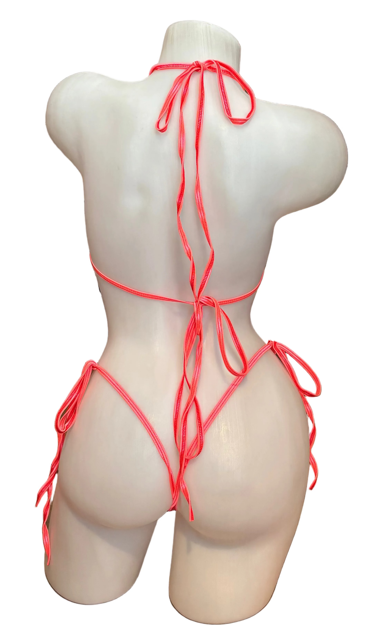 Metallic coral X9 Bikini thong lingerie with a sleek, shiny finish, showcasing a stylish and comfortable swimwear design.
