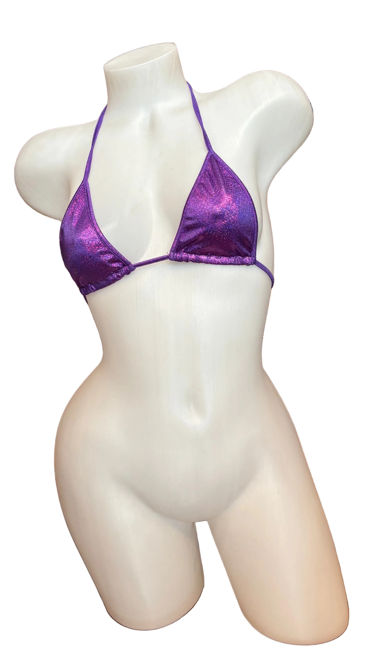 Glitter Skinny Bikini Top Purple