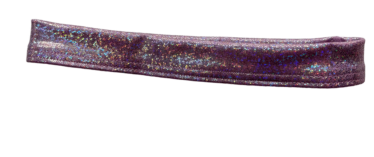 Lilac flat garter hosiery with glitter accents from BL, featuring a smooth, stylish design and elastic fit.