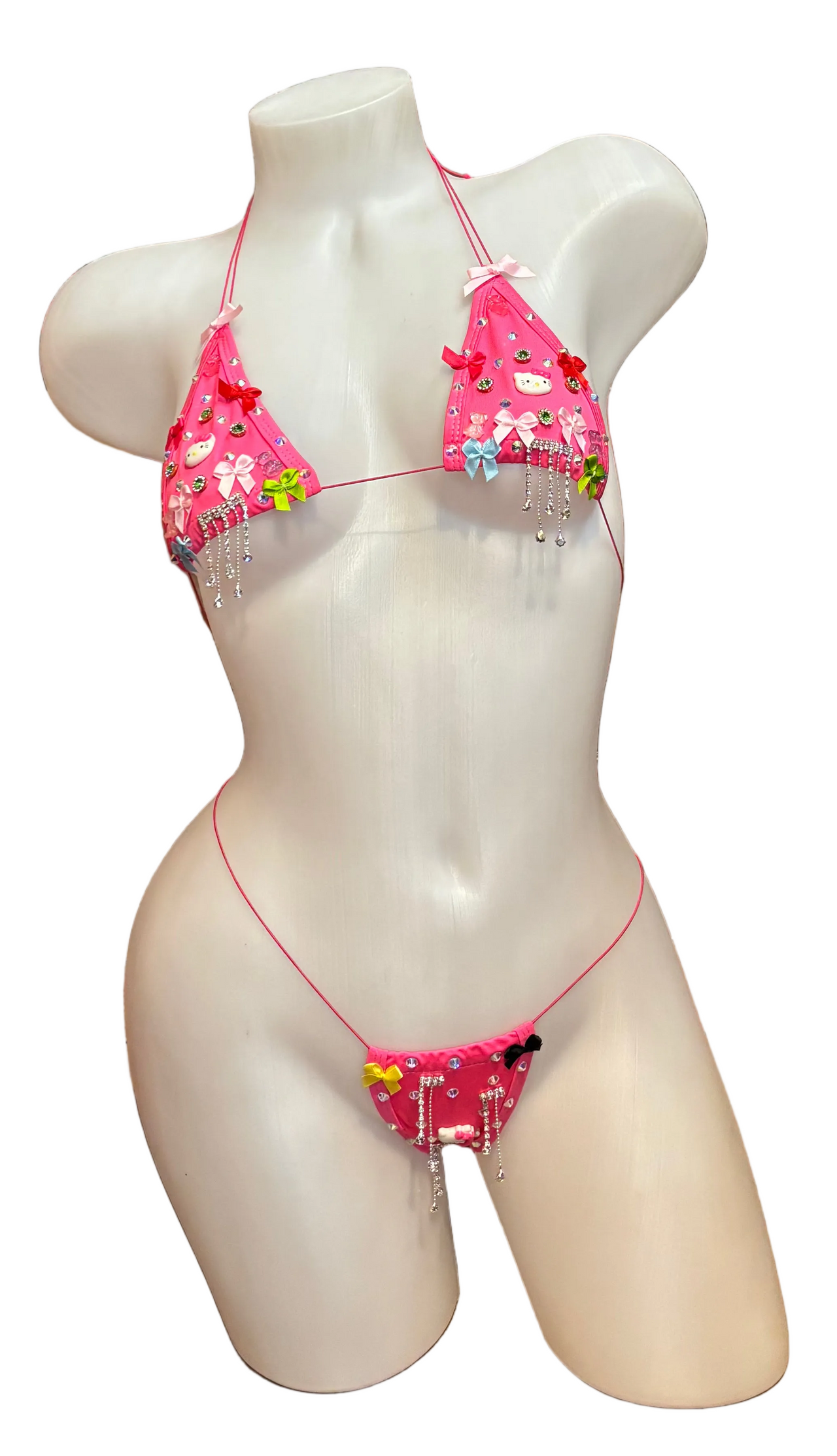 Hot pink Hello Kitty Charmed Micro Bikini by BPI, featuring a vibrant bikini top and bottom with playful Hello Kitty details.