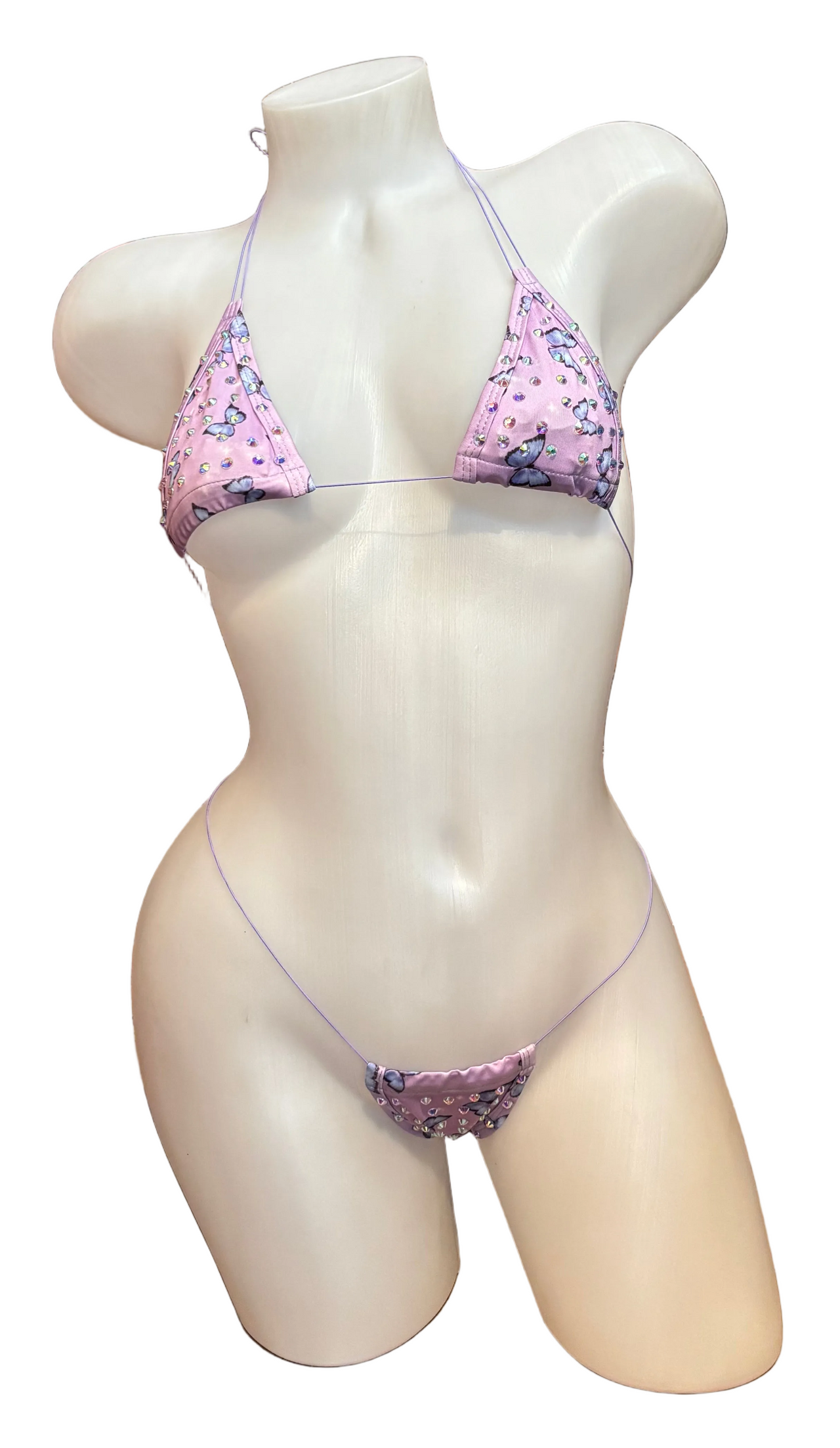 Rhinestone Micro Bikini - Lavender Butterfly