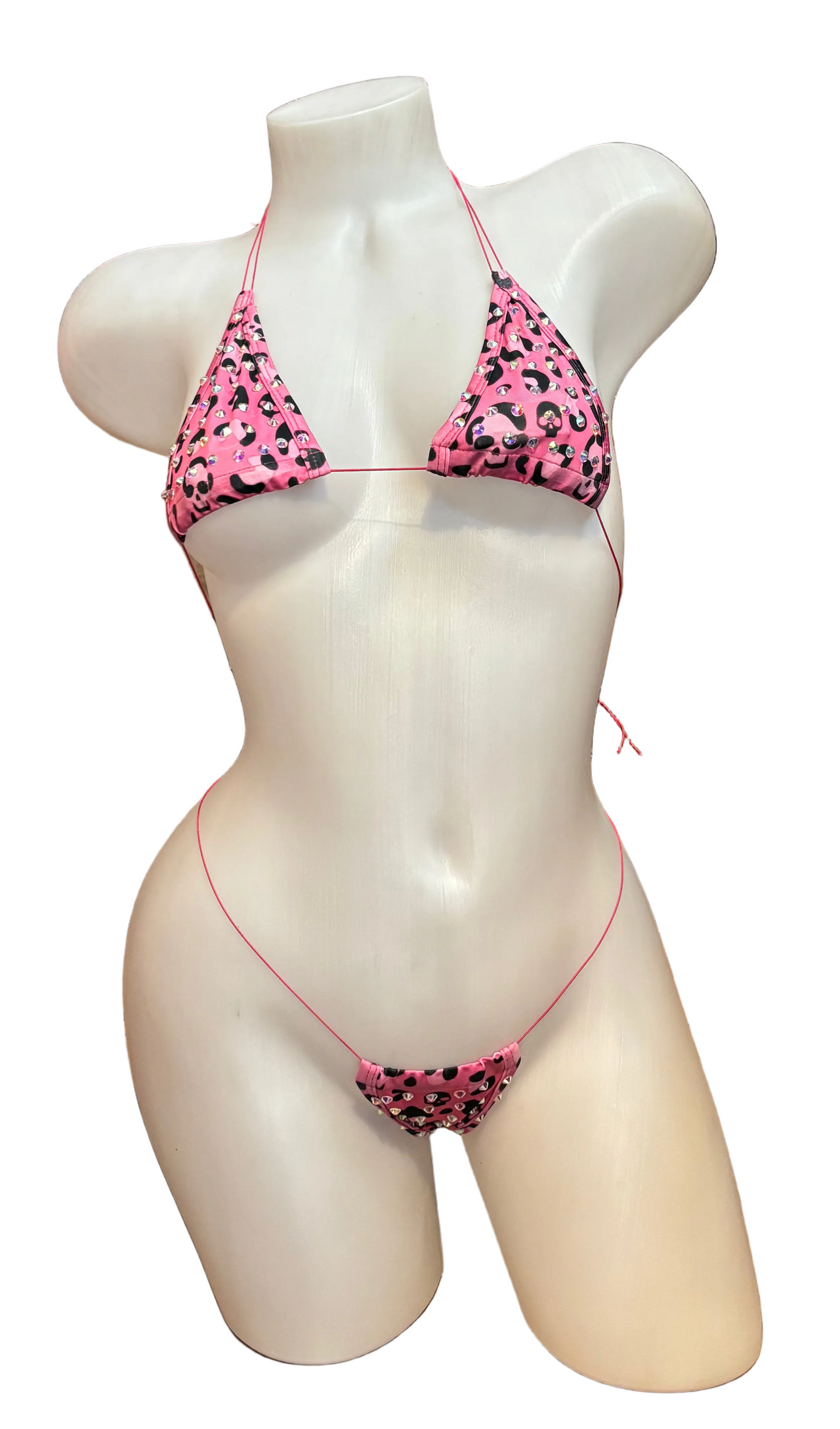 Rhinestone Micro Bikini - Hot Pink Leopard