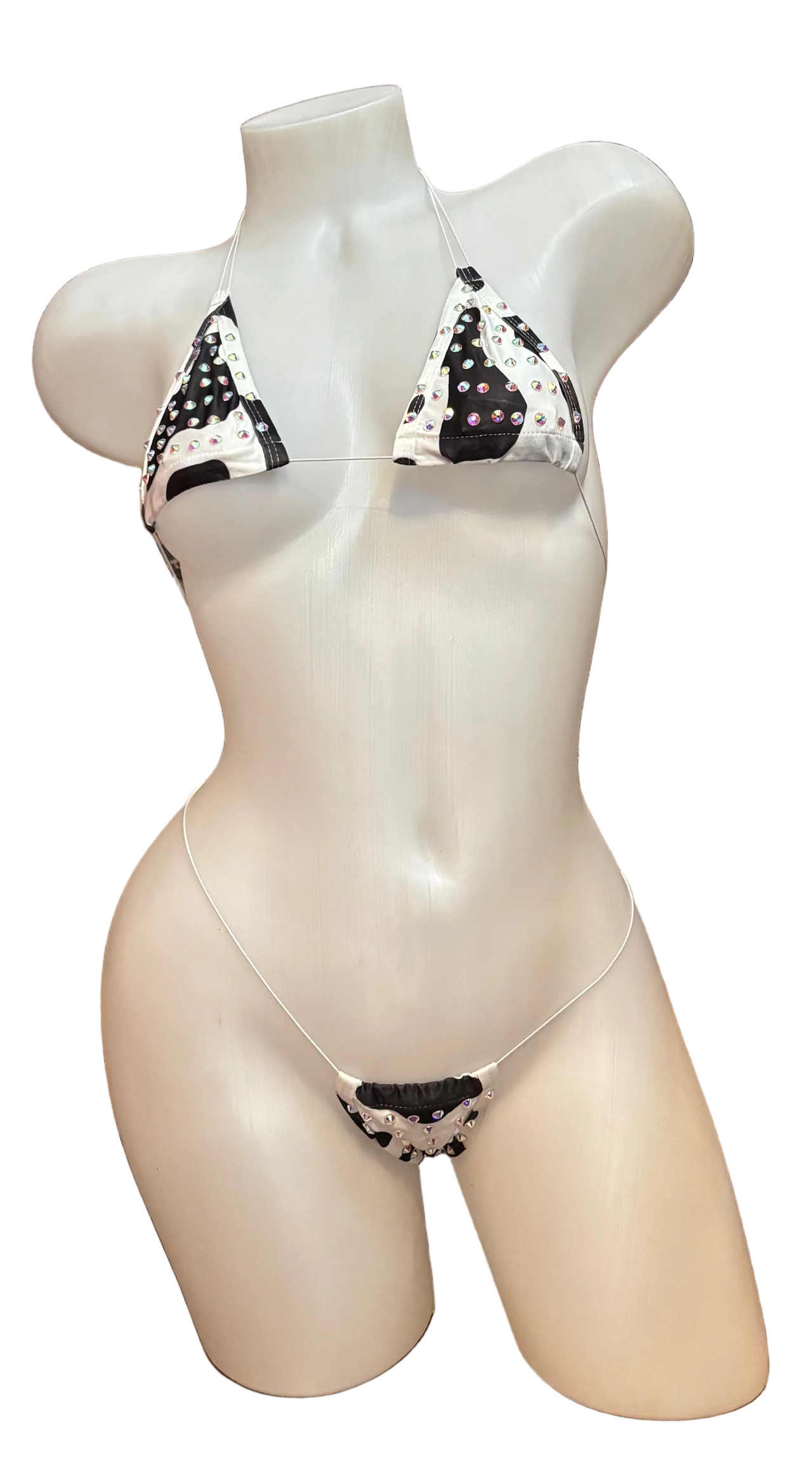 BPI rhinestone cow micro bikini with sparkling rhinestones and minimal coverage, ideal for beach or poolside wear.
