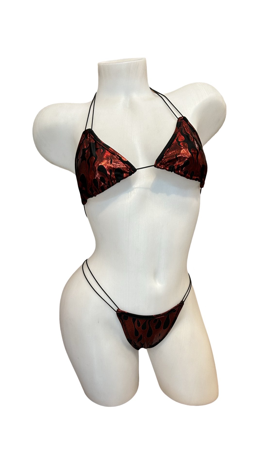 Double Thin String Bikini Red Flames - Model Express Vancouver