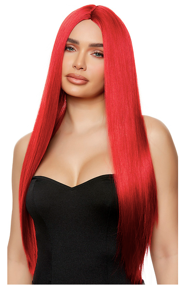 Long Straight Wig Bright Red