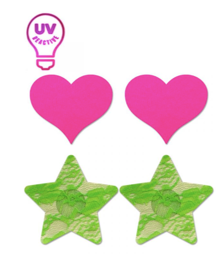 UV Pasties Neon Heart and Star Set