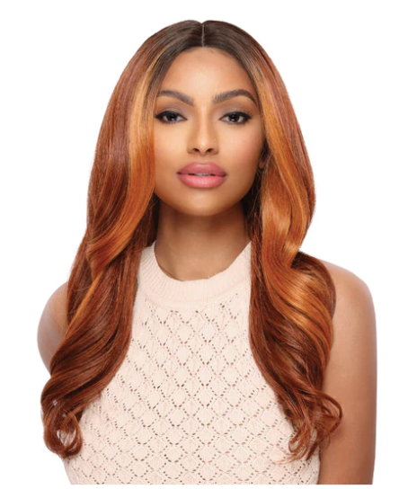 Transparent Lace Long Wavy Wig - Orange Auburn