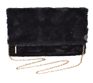 Rectangular Fur Money Bag Black