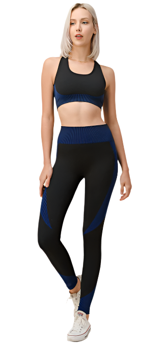 Bra Tank and Pant Set Black/Royal