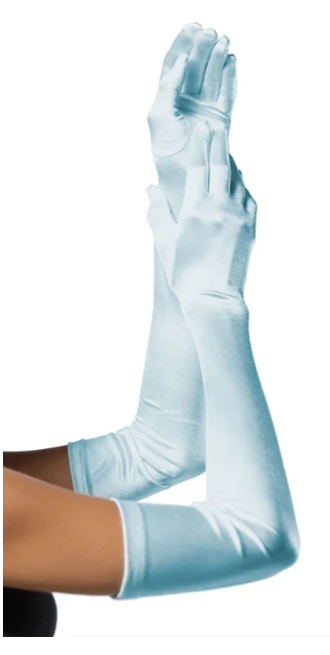 Extra Long Satin Gloves Baby Blue