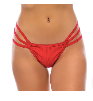 Triple Strap Thong Red