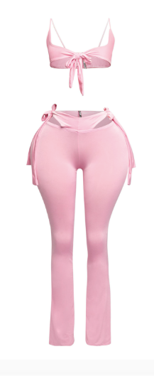 Bow Top and Pants Set Baby Pink