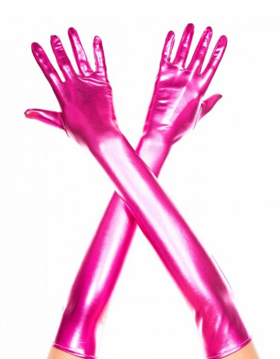 Extra Long Wet Look Gloves Fuchsia - Model Express Vancouver