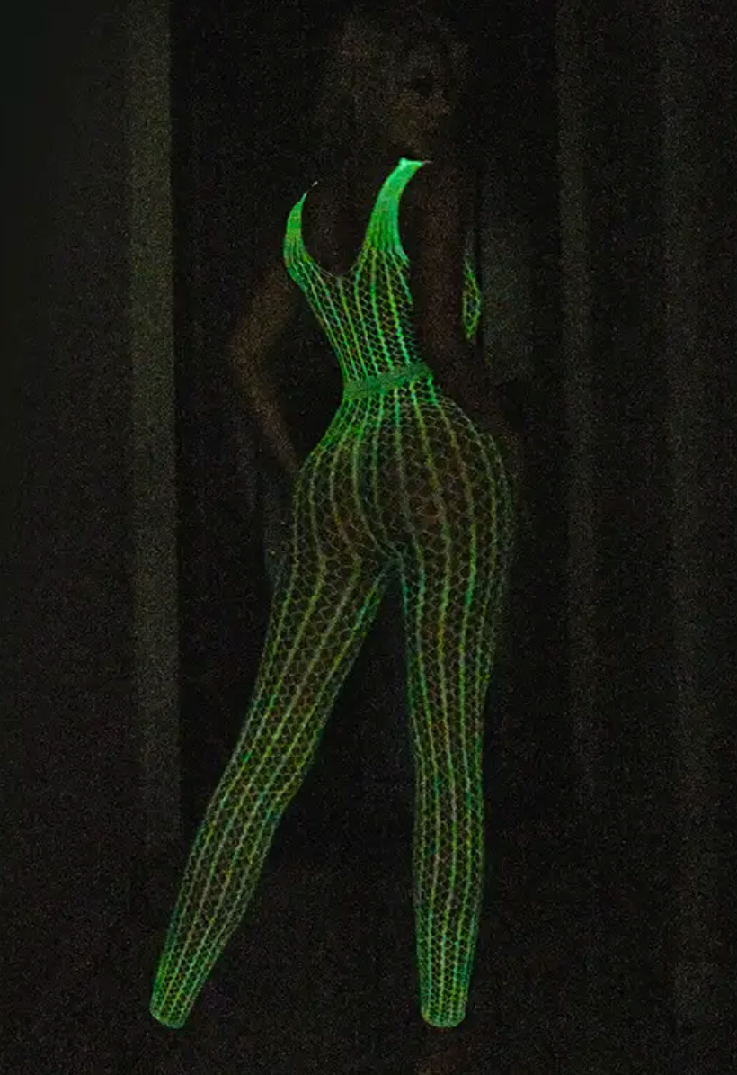 Glow in the Dark Sleeveless Lace Bodystocking White - Model Express Vancouver