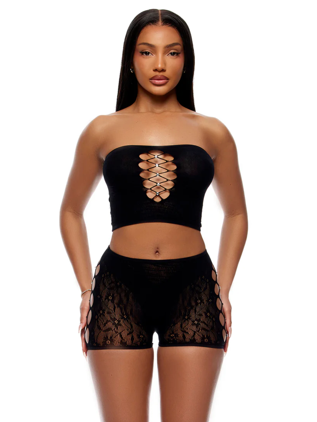 3Pc Opaque Top, Shorts and Socks Set