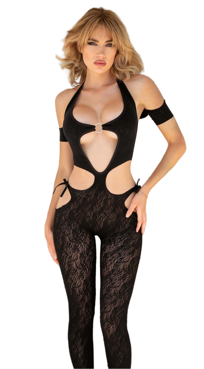 Lace and Opaque Bodystocking