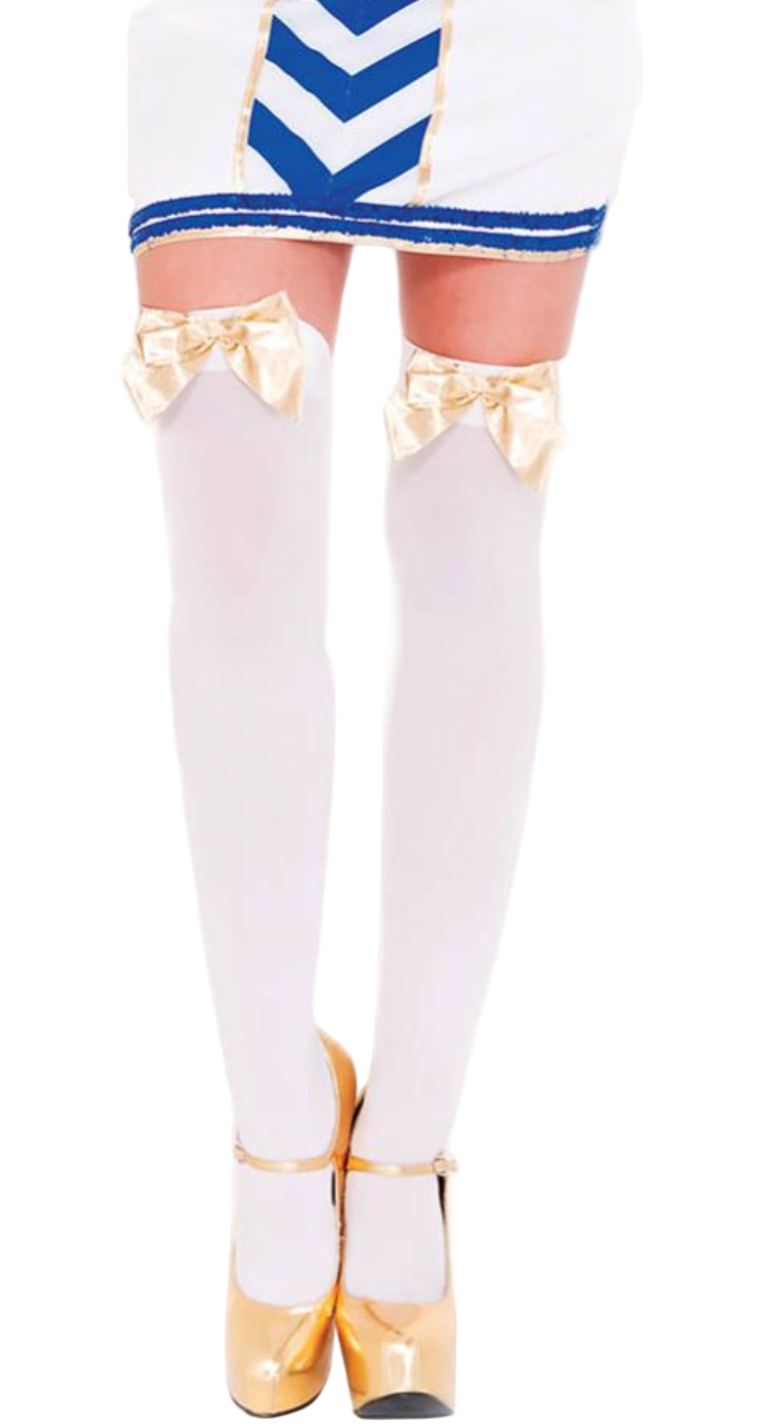 Satin Bow Opaque Thigh High Gold - Model Express Vancouver