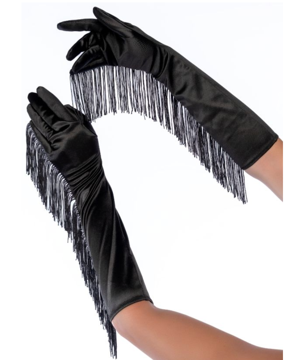 Satin Fringe Opera Gloves - Model Express Vancouver
