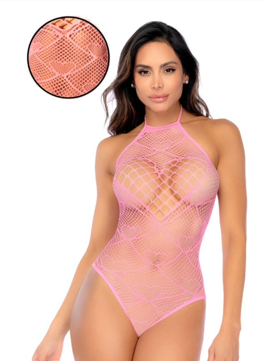 Heart Fishnet Teddy Baby Pink - Model Express Vancouver