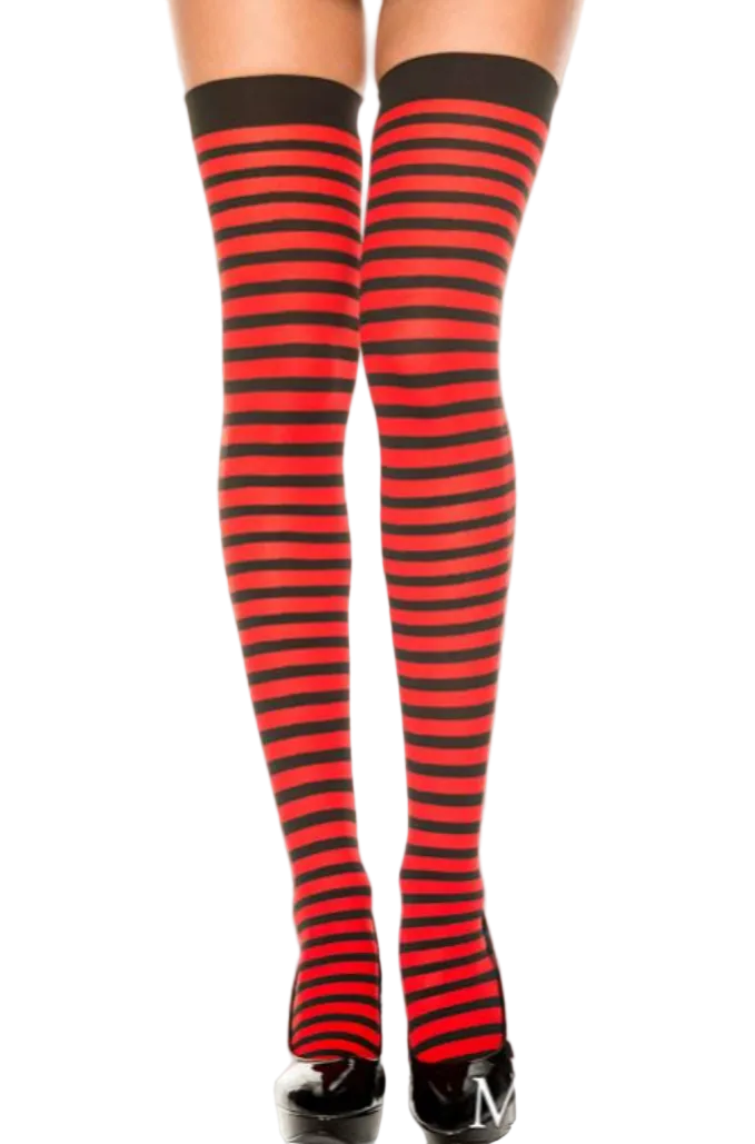 Striped Thigh High Black/Red - Model Express Vancouver