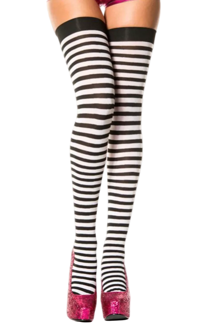 Striped Thigh High Black/White - Model Express Vancouver